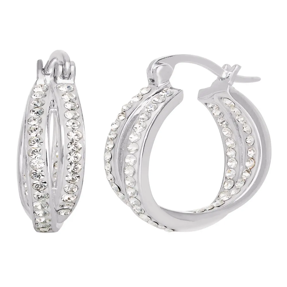 

Sterling Silver Clear Crystal Twist Hoops