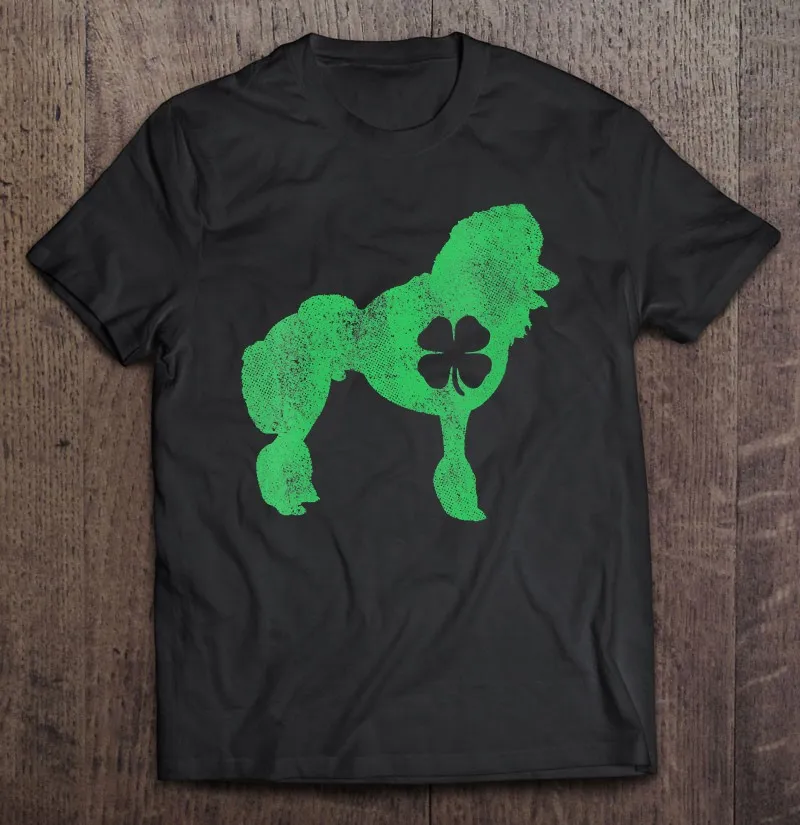 

Женская футболка с рисунком пуделя, собаки, шамrock, День Святого Патрика, Ирландская футболка с рисунком св. Пэдди, Мужская одежда, топы, мужск...