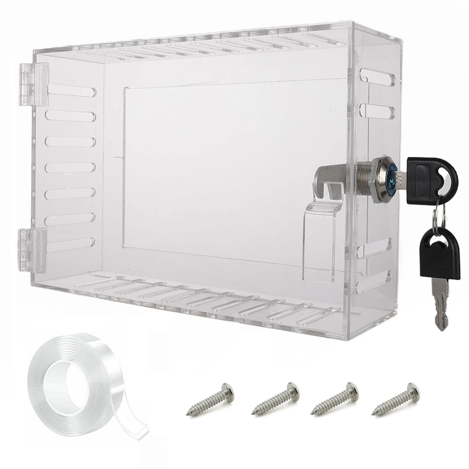 

1pcs Brand New Convenient Churches Homes Acrylic Box Lock Box Durable Easy To Install High Quality PS Material
