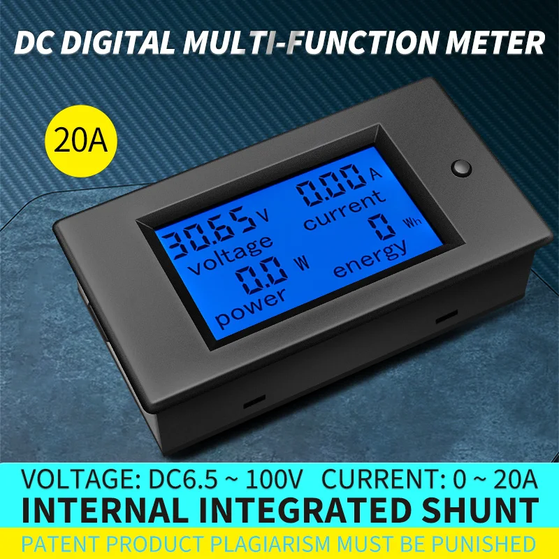 

Peacefair PZEM-031 Digital Wattmeter Voltmeter Ammeter DC 6.5-100V 4in1 LCD Voltage Current Power Energy Consumption Meter