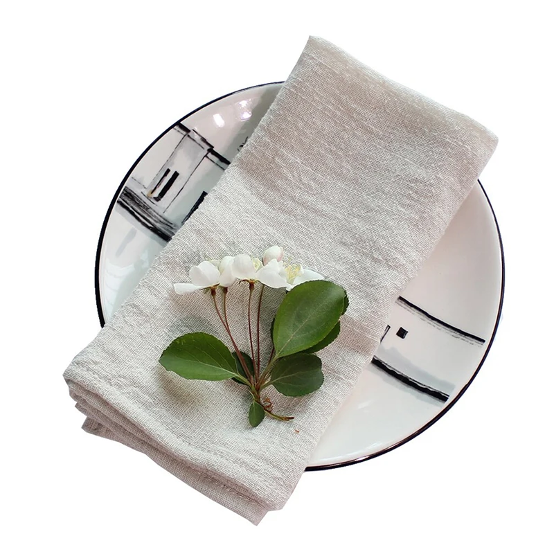 

Rustic Natural Washable Cotton Linen Napkin 6 Pieces Comfortable Reusable Linen Dinner Napkins Cloth Beige Serviettes De Table