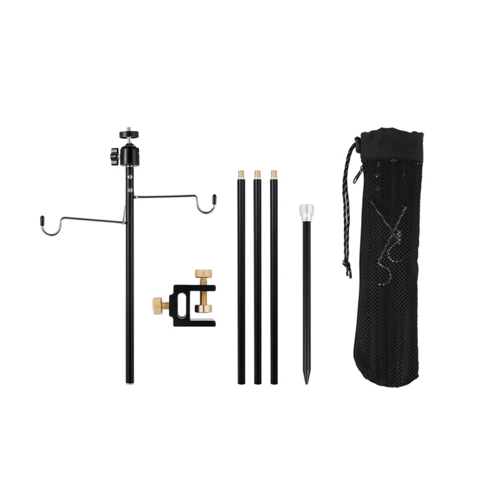 

Camping Lantern Stand Collapsible Detachable Lamp Stand Aluminum Light Hanging Pole Lamp Pole for BBQ Outdoor Activities Hiking