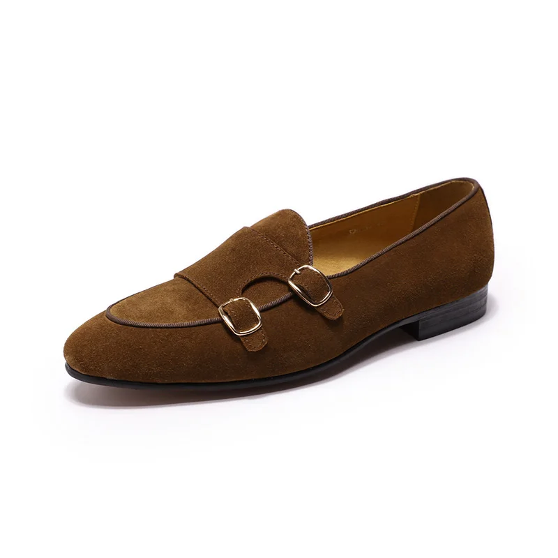 

Men Shoes Faux Suede Casual Business Shoes Comfortable Double Buckle 2021 New Monk Shoes сандалии Chaussures De Moine KA861