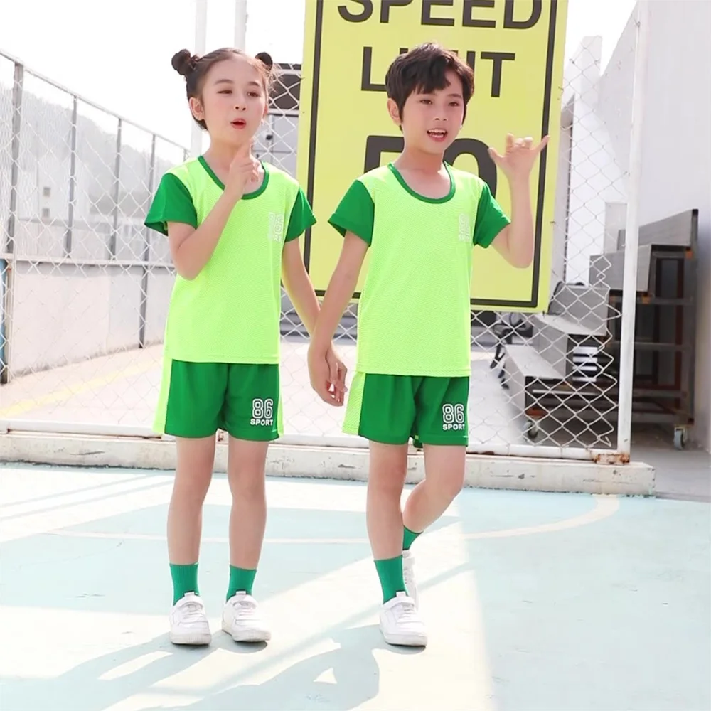 

Summer new children's short sleeve set cool quick dry sports T-shirt two pieces set breathable