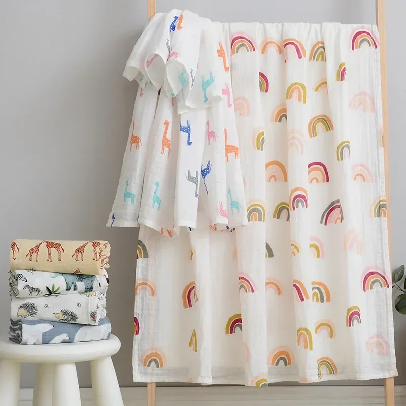 Детское банное полотенце одеяло из 100% хлопка 6-слойный банный халат для