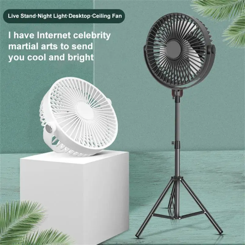 

Multifunctional Mini Fan USB Rechargeable Portable Fan Outdoor Hiking Camping Ceiling Fan With Night Light Desktop Tripod Fan