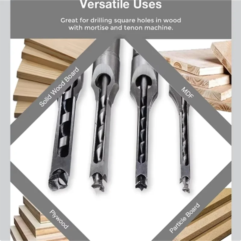 4 шт. сверла с квадратными отверстиями HSS спиральные долбежное долото для шнека