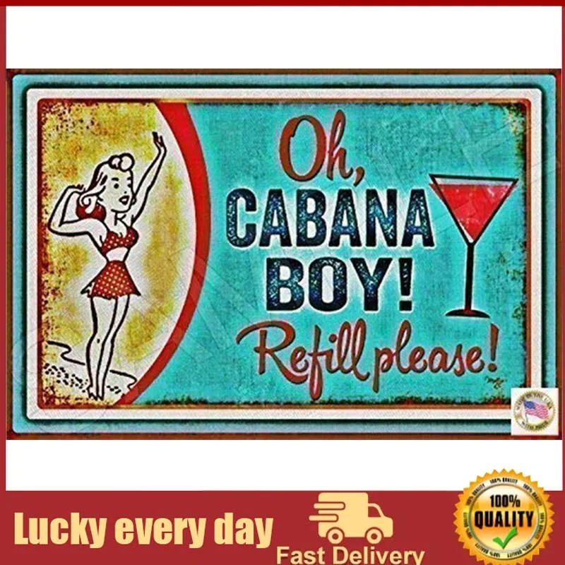 

Cabana Boy Tiki Bar Metal Sign All Weather Pool Hot Tub Lounge She Shed Decor outdoor decor wall decoration outdoor decor