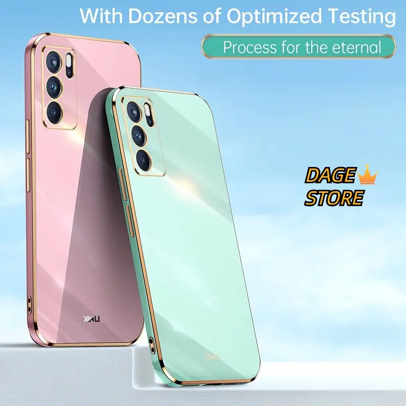 

Чехол для Oppo A16 однотонный с прямыми краями 6D покрытие чехол для телефона мягкий чехол