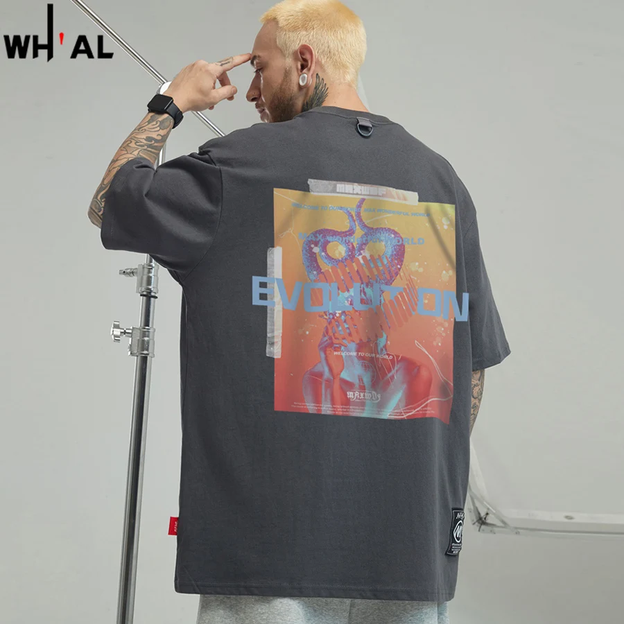 

Футболка мужская черная с графическим принтом, модный топ из хлопка с коротким рукавом, B1010