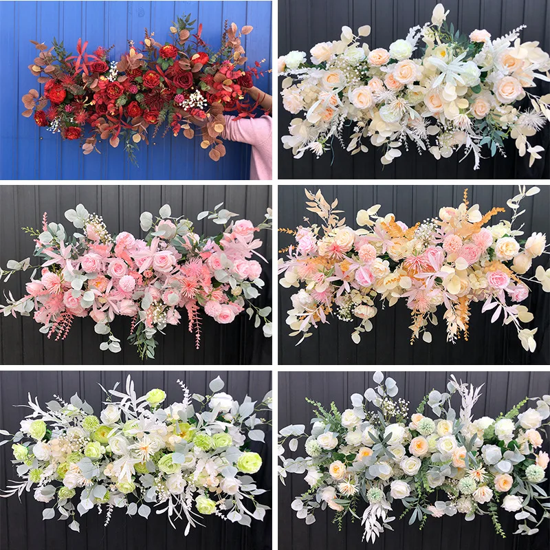 

100cm*45cm Artificial Flower Arrangement Decor For Wedding Arch Party Event Road Lead Silk Flower Home Stage Display Decoration