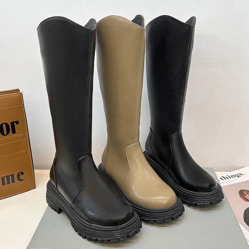 

Новинка, роскошные женские осенние сапоги Челси из искусственной кожи, женская обувь на массивном каблуке 2022 Ytmtloy до колена, женские сапоги ...