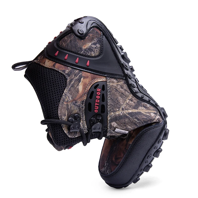 Autumn Winter Leather Hiking Boots Men Outdoor Shoes Waterproof Ankle Boots Men Non Slip Trekking Boots Camouflage Mens Sneakers