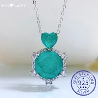 shipei 925 sterling silver 12 mm created moissanite paraiba tourmaline gemstone party pendant necklace for women fine jewelry