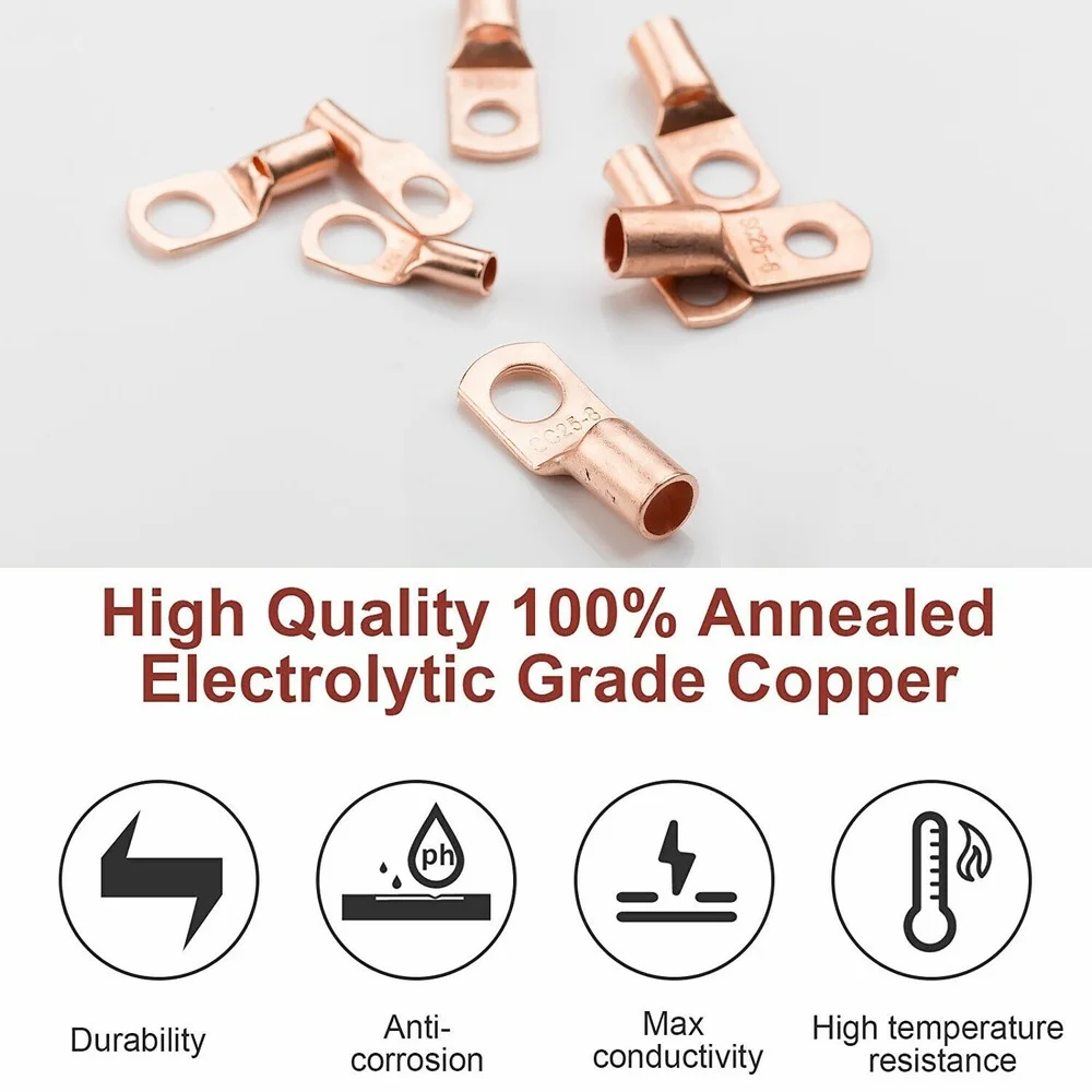 10/25/50/100pcs Copper Lug Ring Wire Connector Bare Cable Electric Crimp Terminal SC6-6 SC6-8 SC10-6 SC10-8 SC16-6 SC16-8 SC25-6 |
