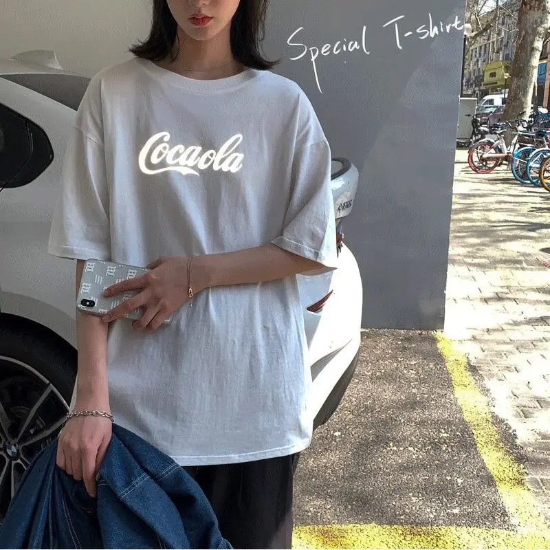 Суперпопулярная женская футболка с коротким рукавом Coca-Cola свободная
