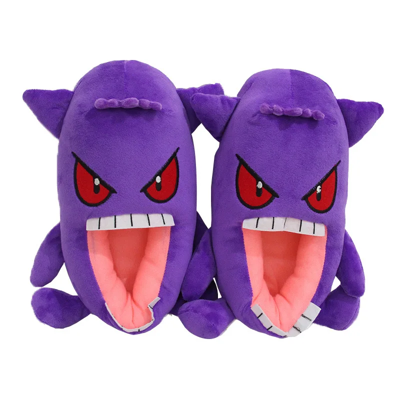 

Pokemon Gengar Cartoon Plush Slippers Shoes Animation Family Winter Cotton Fully Wrapped Indoor Slippers Gift