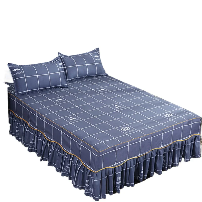 3pcs Sheet Set Luxury Household Bed Skirts Pillowcase Bedroom Decoration Soft Skin-friendly Non-slip Bedding Washable