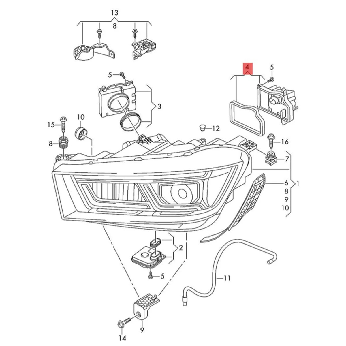 Светодиодный модуль левой передней фары 80А 998473 A для Audi Q5 SQ5 3.0L 2017-2020 6002TX0413 10