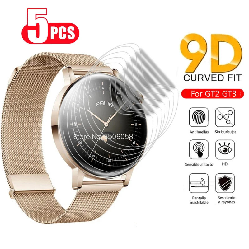

5PCS Soft TPU Film for Huawei Watch GT3 GT2 46mm 42mm Smart Watch Protective Film Screen Protector on for Huawei Watch GT 2 3