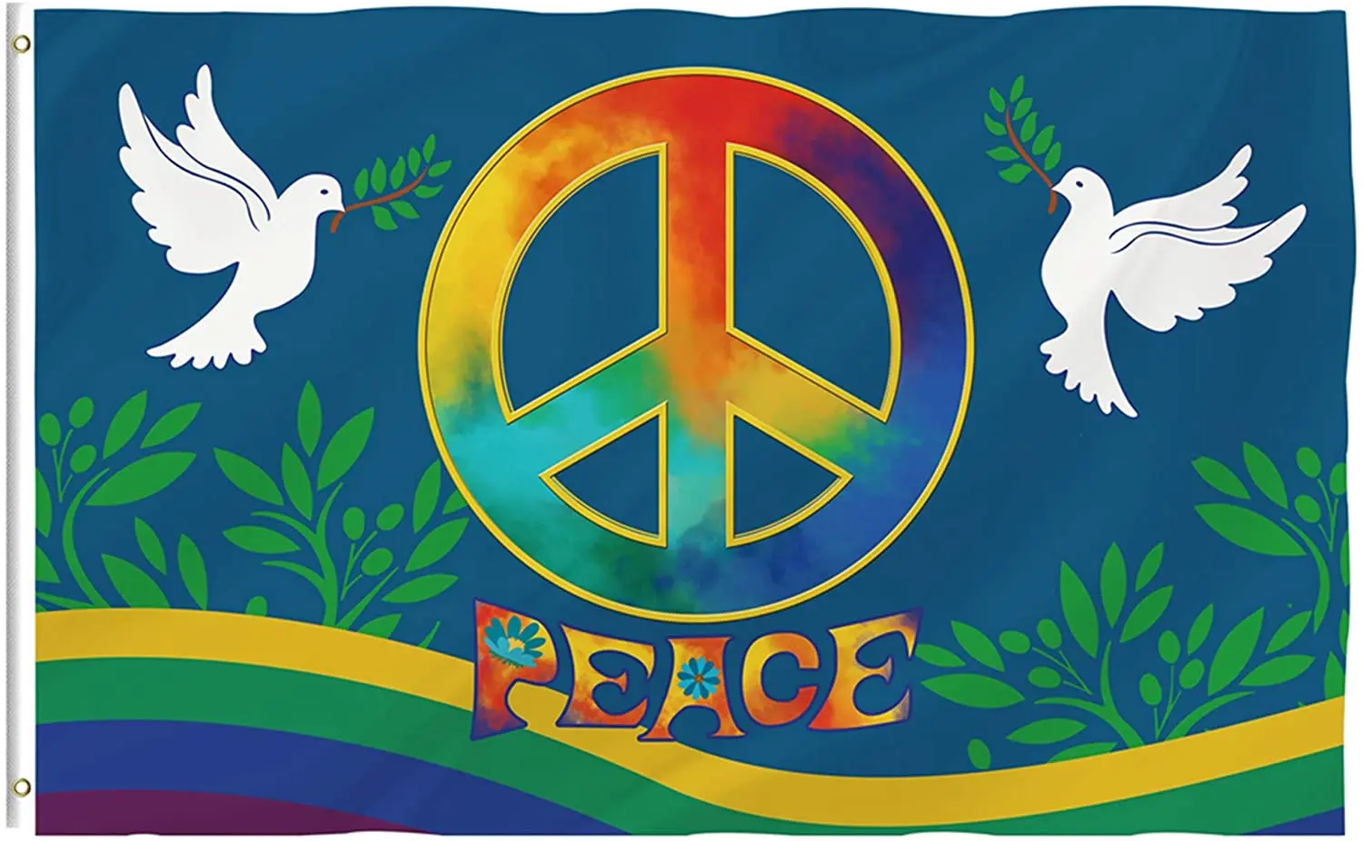 

Peace Flag 3x5 Ft - Vivid Color and Double Stitched Polyester Peace Flags with Brass Grommets for Indoor Outdoor Decoration