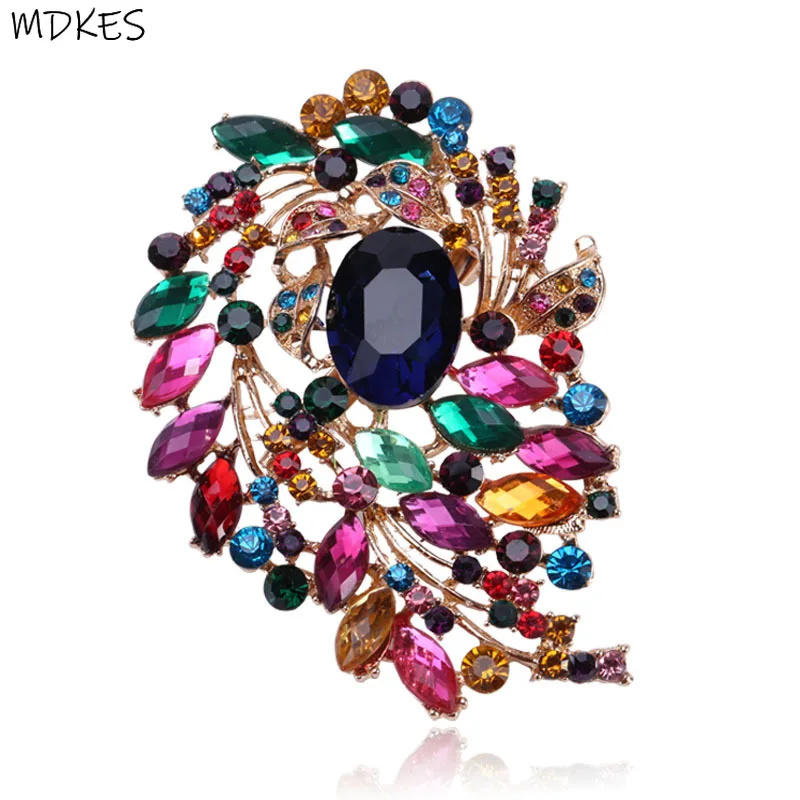 

High-end Exquisite Fashion Colorful Crystal Rhinestone Brooch Corsage Women's Clothing Accessories
