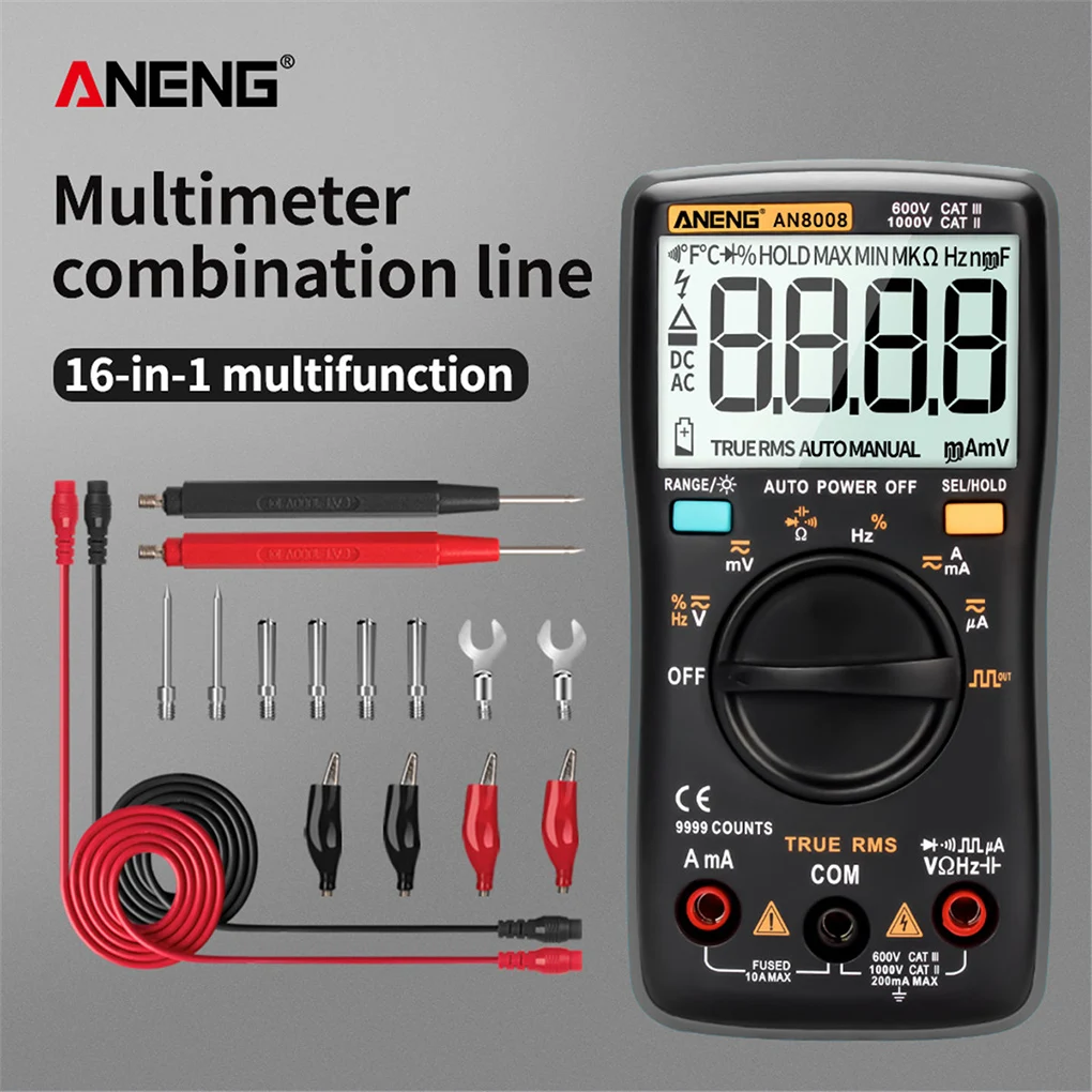 

ANENG AN8008 автоматическое отключение мультиметр тестер детектор Портативный Многофункциональный Вольтметр Амперметр
