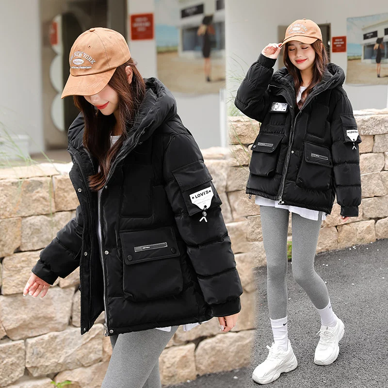 Klein blue for women 2022 winter new short thickened bread Korean foreign down