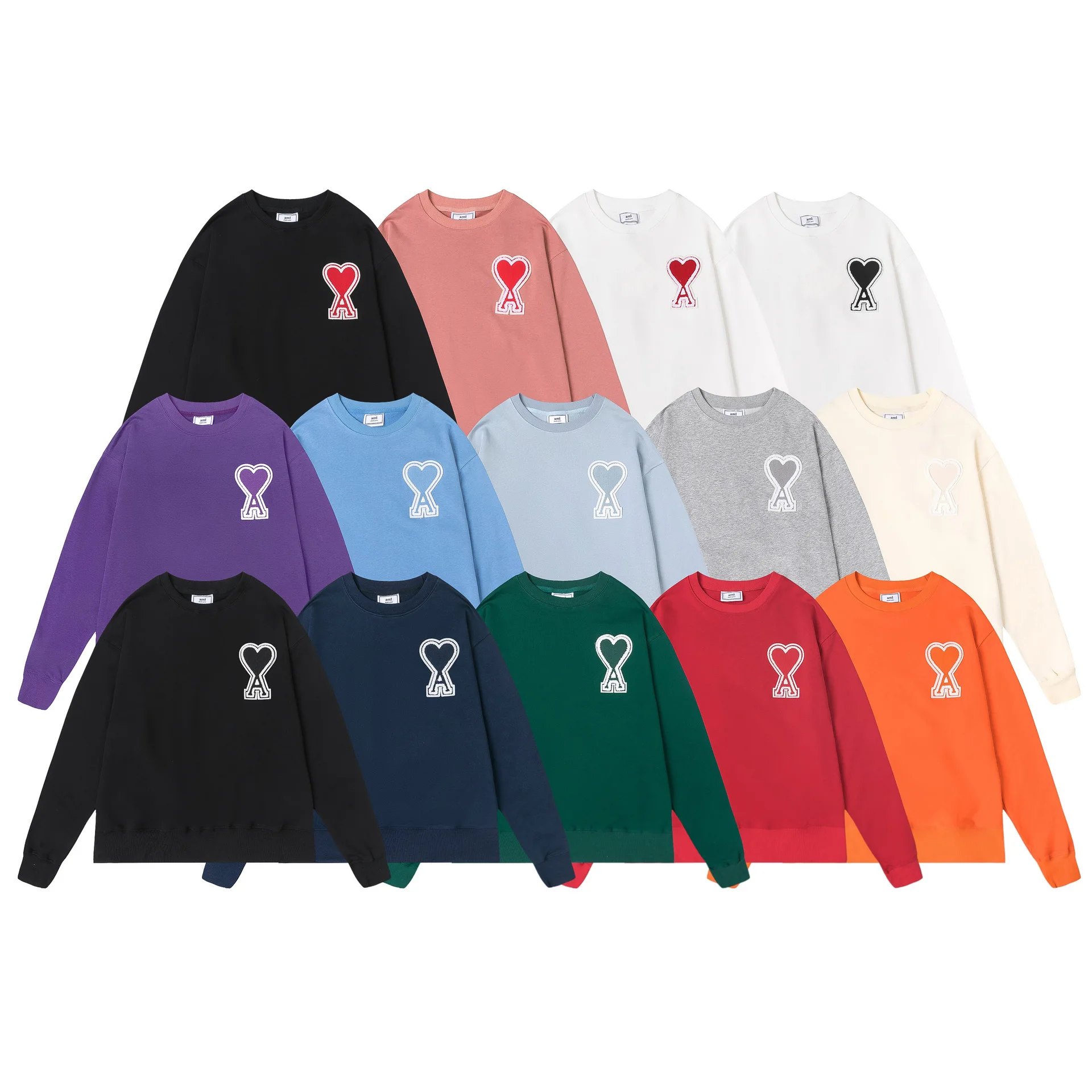 

Autumn New 14-Color Ami Peach Heart Embroidery Pullover Men And Women The Same Paragraph Gaojie Fashion Sweater Couple Clothing