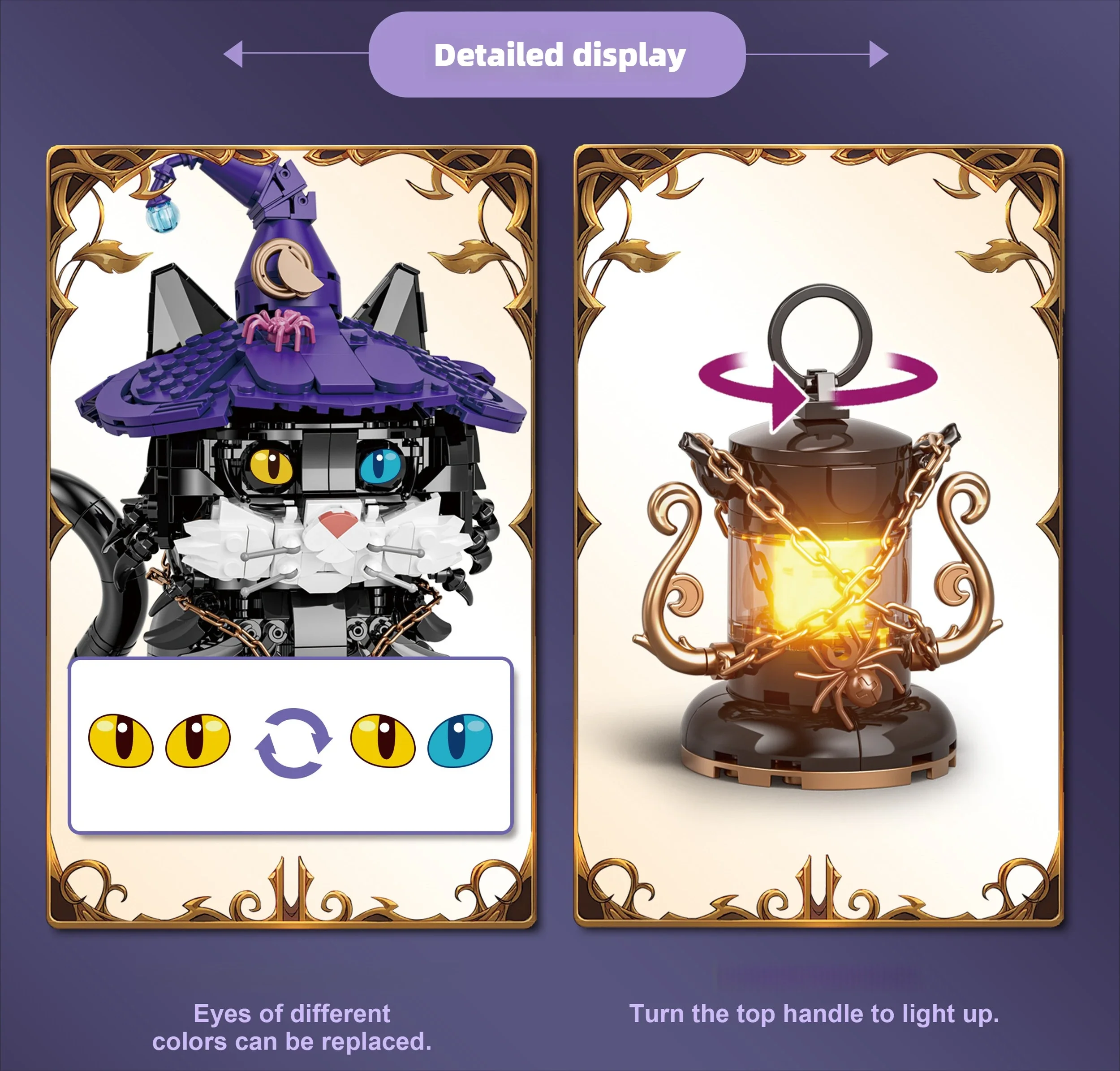 Новые строительные блоки Magic Cat крутые и шапки глаза могут менять цвет модель Assembe