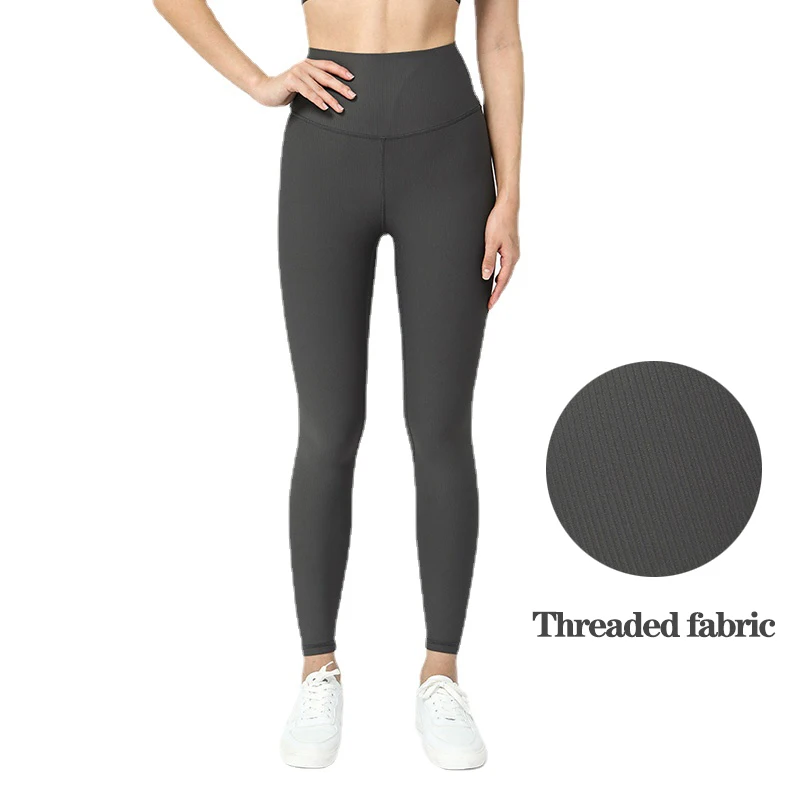 Lulu RibbeYoga Pants High Waisted Gym Leggings Sport Women Fitness Seamless Female Legging Tummy Control Running Training Tights