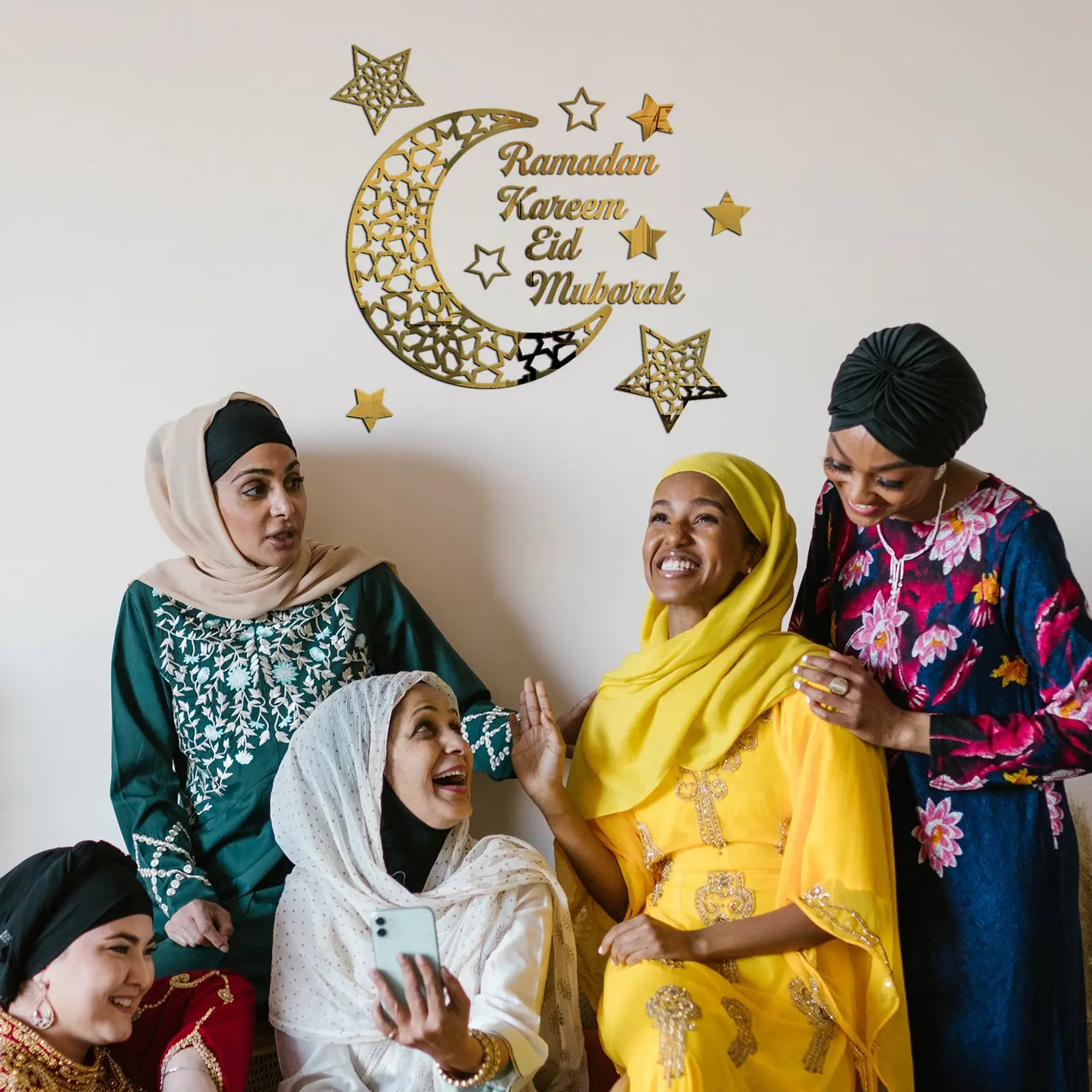 

Ramadan Kareem Wall Decorations 3D Eid Mubarak Moon Star Wall Art Decorative Stickers Islamic Muslim Self-adhesive Decals For