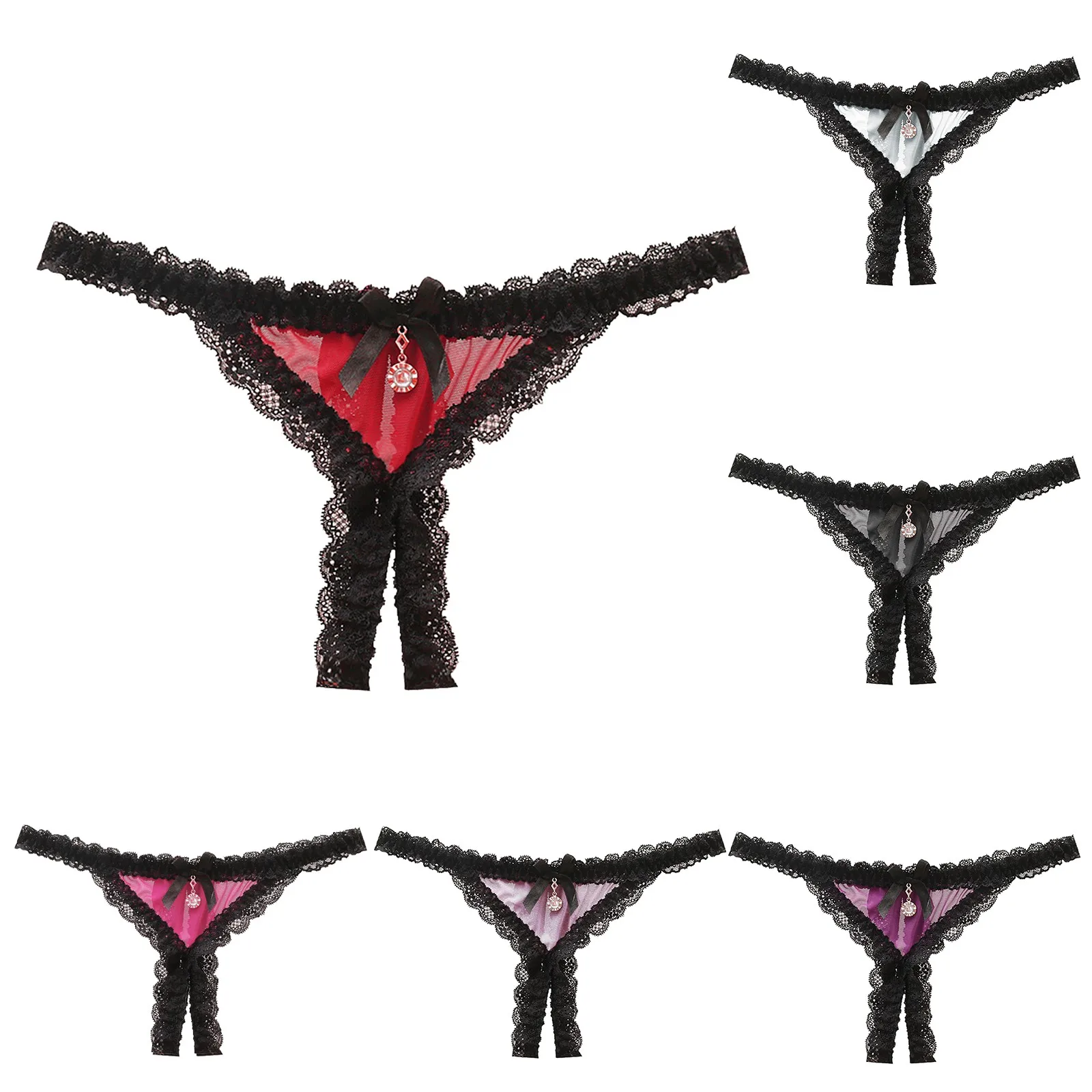 

Женские сексуальные кружевные подштанники, ажурные трусики с открытой промежностью, трусики с заниженной талией, нижнее белье, стринги с цв...