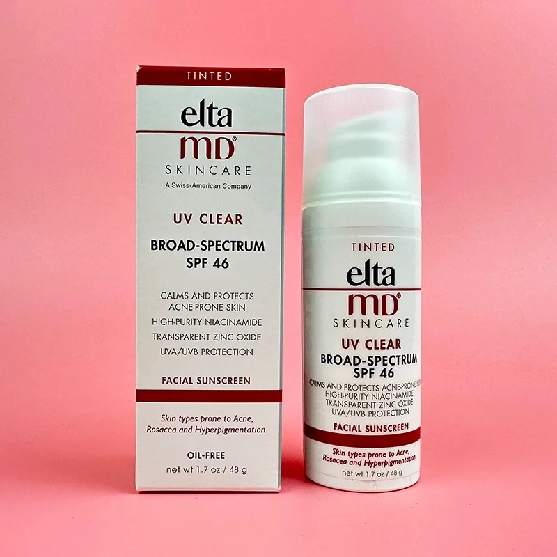 Тонированный солнцезащитный крем для лица Elta MD UV Clear SPF 46, солнцезащитный крем широкого спектра для чувствительной кожи и кожи, склонной к акне, безмасляный солнцезащитный крем