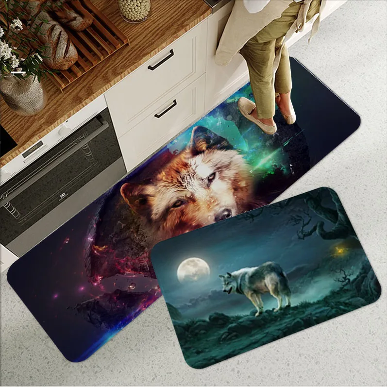 

Wolf Kitchen Mat Non-Slip Laundry Room Mat Laundry Decor Balcony Child Living Room Hotel Decor Mat