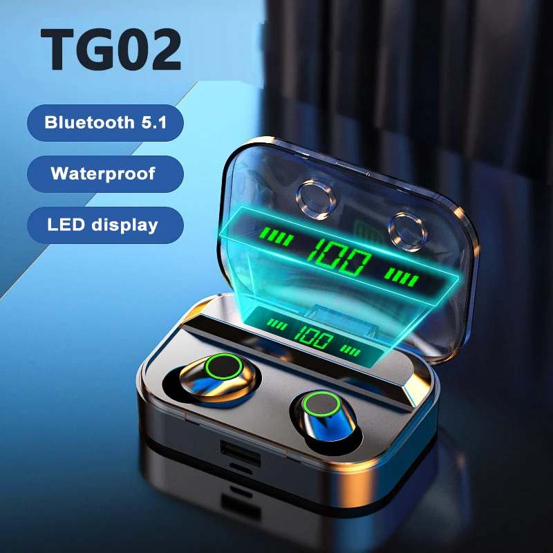 

TWS Wireless Bluetooth 5.1 Earphone Touch Control 9D Stereo Headset Sports Waterproof Earbuds Headsets With Microphone
