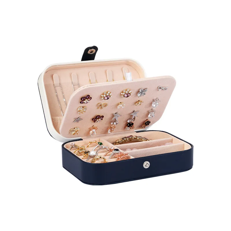 2022 Travel Jewelry Organizer Box Leather Double Layer Gift Packaging Boxes for Earrings Ring Holder Jewellery Storage Case