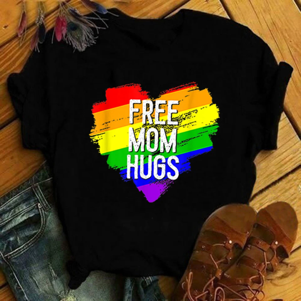 Футболка женская с рисунком Мама обнимает модный топ в Корейском стиле Харадзюку