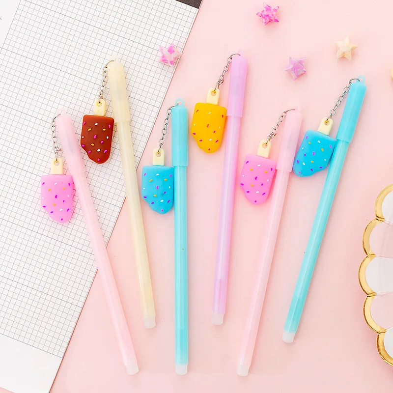 

1 Pcs Ice Cream Pendant Gel Pen Stationery Fresh Cute Student 0.38mm Writing Kawaii Signature Neutral Pen for Kids Gifts