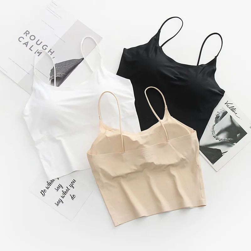 

Sling Push Up Bras for Women Ice Silk Seamless Lingeries Underwear Soft Comfortable Padded Bras Bralette Cropped Tops Bras