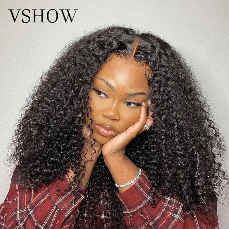 T-part Wig Human Hair Lace Frontal Wigs Kinky Curly 13x4x1 Lace Front Wig PrePlucked Bleached Knots Wigs 4x4x1 Lace Wig VSHOW