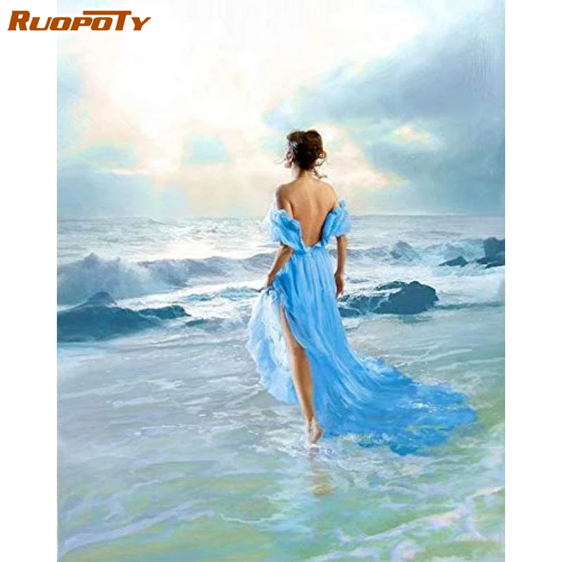 

RUOPOTY 5D алмазная вышивка побережье Алмазная мозаика Набор для вышивки крестиком картина для женщин домашний декор