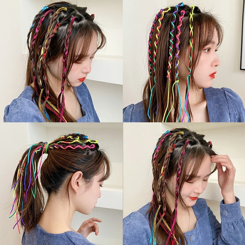 

SHUANGR Ethnic Style Ribbon Dirty Braided Color Rope Hair Decoration Hair Rope Girl Gradient Thin Ribbon Scrunchies