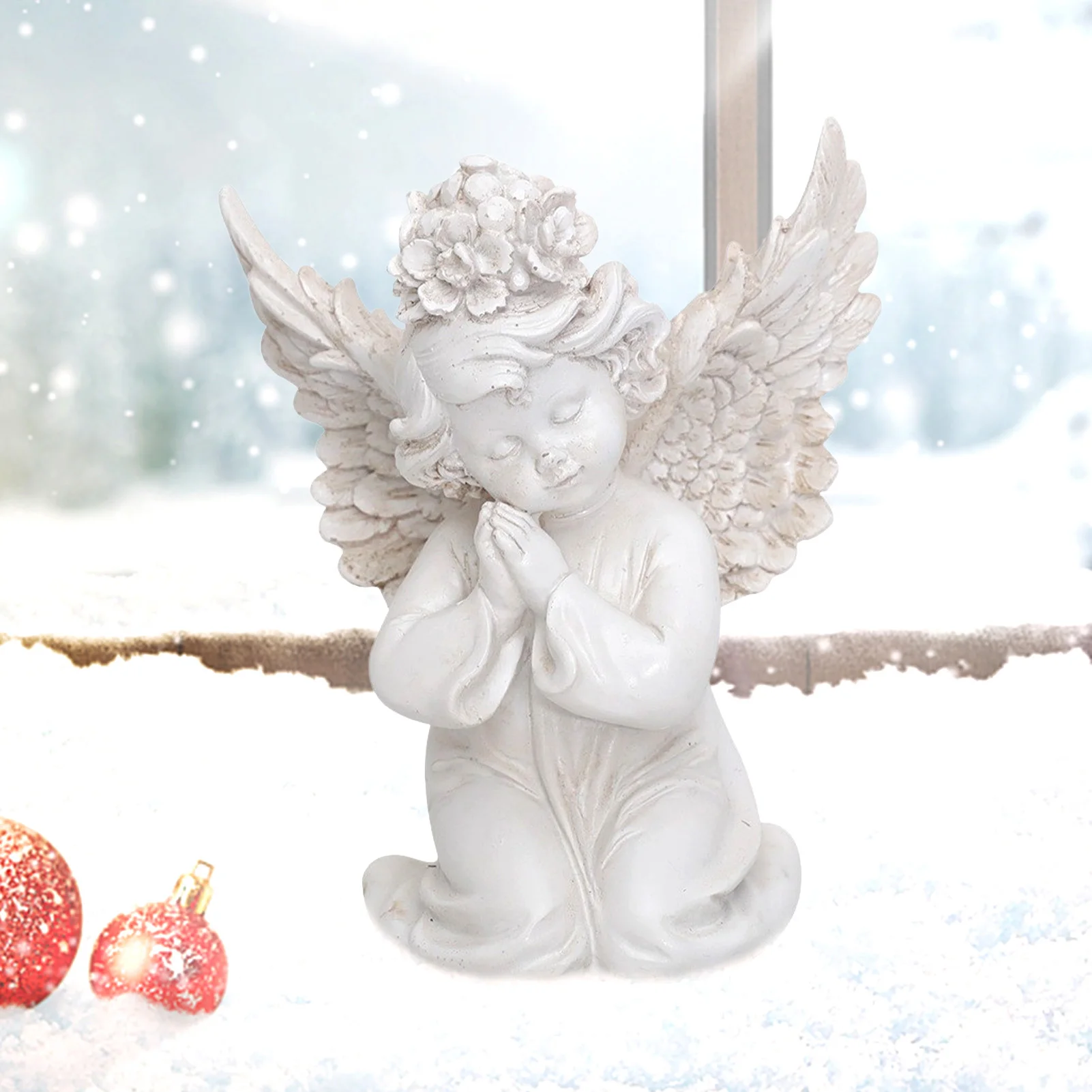 

Angel Statues For Garden White Cherub Resin Angel Statue Figurine Ornament Wings Angel Statue Memorial Sculpture Indoor And