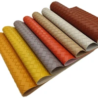 woven pattern solid color pu vinyl faux pvc synthetic leather fabric material for craft material