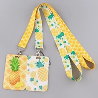 pineapple strap lanyard for keys cute keychain badge holder id credit card pass hang rope lariat mobile phone charm accessories