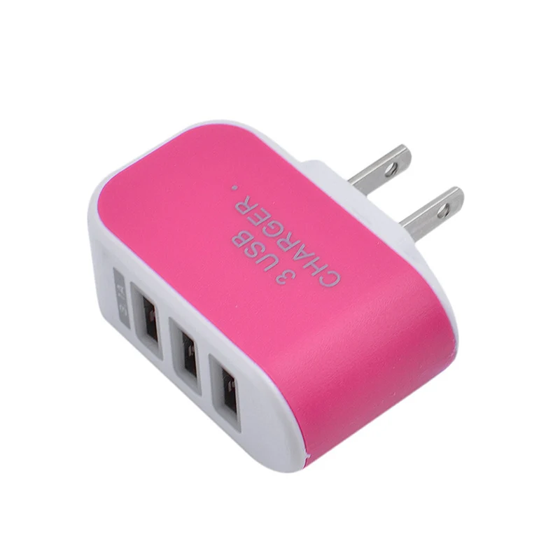 Universal 3 USB Multi-Port Wall Home Charger US Plug Wall Adapter Cube Block AC 110-220V 5V Candy Color Travel Charger Adapter images - 6