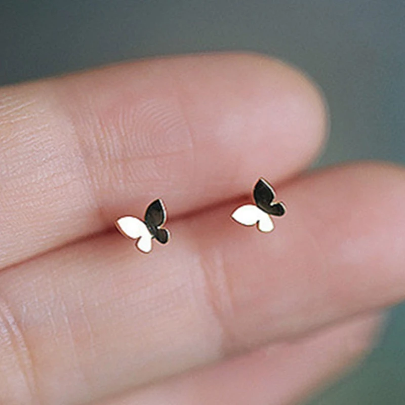 

Chic Minimalist Butterfly Shaped Stud Earrings For Women 3 Colors To Choose Small Earrings Girls Jewelry