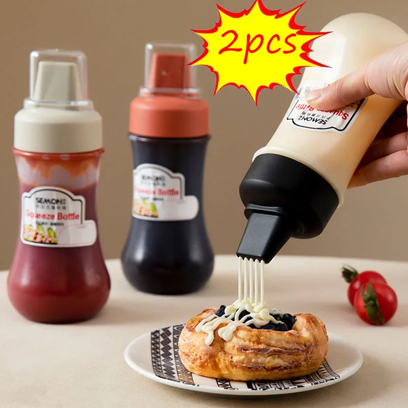 

2pcs Sauce Squeeze Bottle Five Hole Salad Ketchup Bottle Sauce Honey Dispenser Container Kitchen Condiment Olive Oil Bottles
