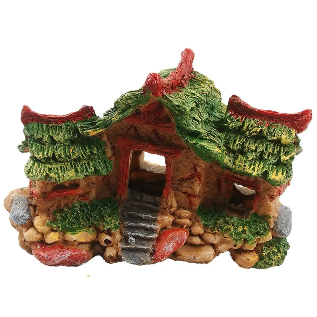 

Aquarium Resin Decoration House Moss Shelter Ornamental Fish Tank Resin House Artificial Plant Ornament Landscaping Decoration